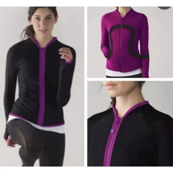 Lululemon Women’s Reversible Jacket 6 Find Your Bliss Black Purple Regal Plum - Picture 3 of 15